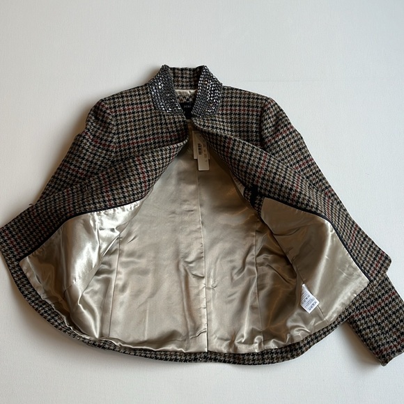 J.Crew Regent Houndstooth Jeweled Collar Wool Blazer- NWT- Size 10 - Picture 9 of 16